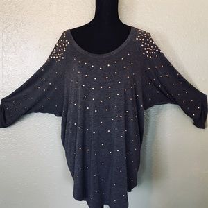 Gray top w/gold $ silver stud detail